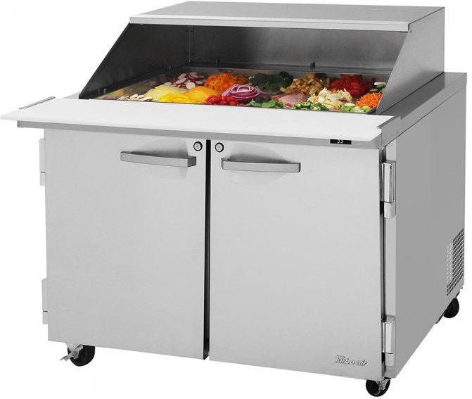 Turbo Air - PRO Series 48.25" Silver Two-Section Mega Top Sandwich/Salad Prep Table-Slide Lid with Side Breathing - PST-48-18-N-SL (ETA 5-6 Weeks)