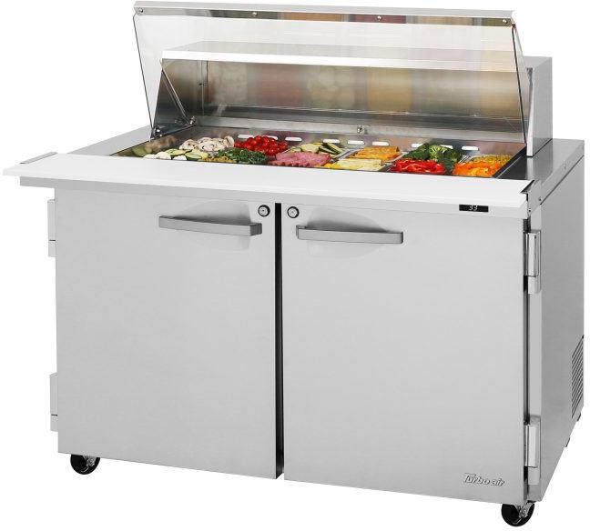 Turbo Air - PRO Series 48.25" Silver Two-Section Mega Top Sandwich/Salad Prep Table with Clear Lid with Hood - PST-48-18-N-CL (ETA 5-6 Weeks)