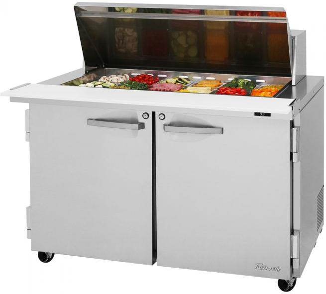 Turbo Air - PRO Series 48.25" Silver Two-Section Mega Top Sandwich/Salad Prep Table with Side Breathing - PST-48-18-N (ETA 5-6 Weeks)