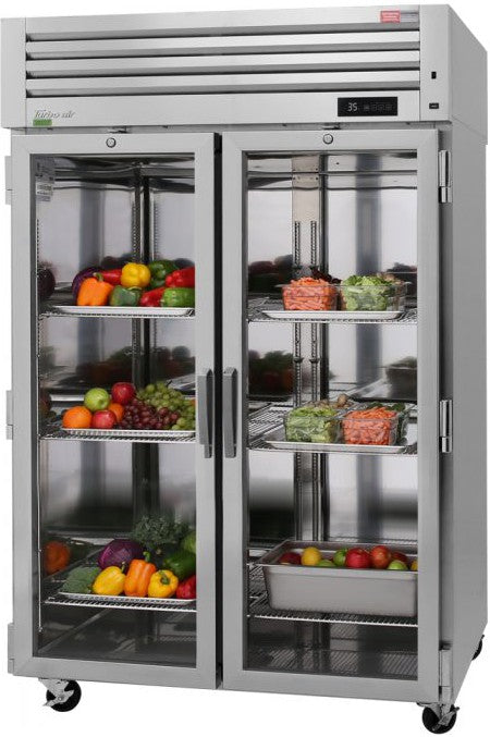 Turbo Air - PRO Series 51.75" Top Mounted 2 Section Glass Door Refrigerator - PRO-50R-G-N (ETA 5-6 Weeks)