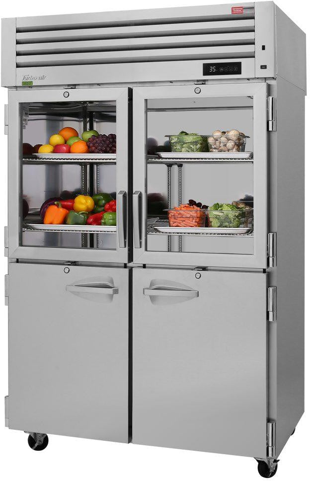 Turbo Air - PRO Series 51.75" Top Mounted Refrigerator with 4 Glass/Solid Combi Half Doors - PRO-50R-GSH-N (ETA 5-6 Weeks)