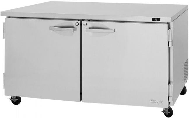 Turbo Air - PRO Series 60.25" Silver 2 Swing Door Undercounter Refrigerator with 2 Shelves - PUR-60-N (ETA 5-6 Weeks)