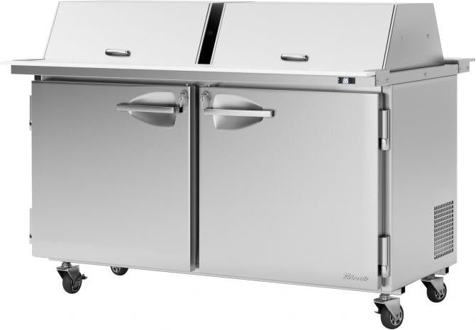 Turbo Air - PRO Series 60.25" Silver Two-Doors Sandwich/Salad Prep Table-Dual Sided with Side Breathing - PST-60-24-N-DS (ETA 5-6 Weeks)