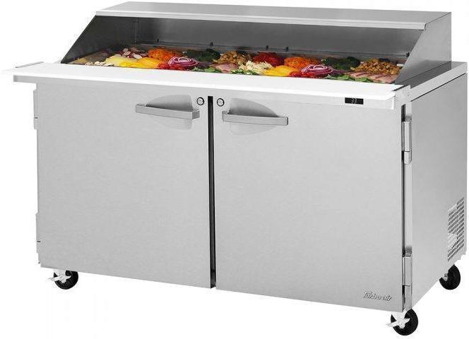 Turbo Air - PRO Series 60.25" Silver Two-Doors Sandwich/Salad Prep Table-Slide Lid with Side Breathing - PST-60-24-N-SL (ETA 5-6 Weeks)