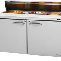 Turbo Air - PRO Series 60.25" Silver Two Solid Door Sandwich/Salad Prep Table with 2 Stainless Steel Shelves - PST-60-N (ETA 5-6 Weeks)