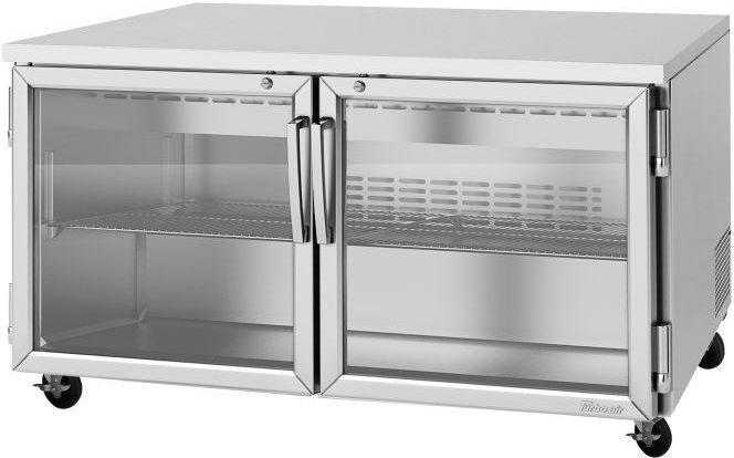 Turbo Air - PRO Series 60.25" Silver Undercounter Refrigerator with 2 Glass Doors with Locks - PUR-60-G-N (ETA 5-6 Weeks)