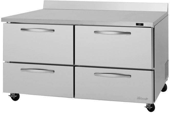 Turbo Air - PRO Series 60.25" Silver Worktop Refrigerator with 4 Drawers - PWR-60-D4-N (ETA 5-6 Weeks)