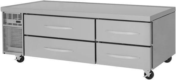 Turbo Air - PRO Series 72" Two-Section Silver Freezer Chef Base with 4 Stainless Steel Drawers - PRCBE-72F-N (ETA 5-6 Weeks)