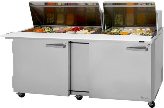 Turbo Air - PRO Series 72.6" Mega Top Sandwich/Salad Prep Table with 3 Solid Doors - PST-72-30-N (ETA 5-6 Weeks)