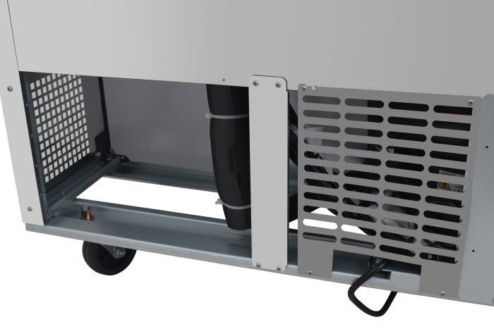 Turbo Air - PRO Series 72.6" Silver 2 Solid Hinged Swing Doors Sandwich/Salad Prep Table with Refrigerated Base and 2 Shelves - PST-72-N (ETA 5-6 Weeks)