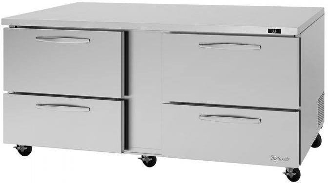 Turbo Air - PRO Series 72.6" Silver Undercounter Refrigerator Drawers with 4 Drawers - PUR-72-D4-N (ETA 5-6 Weeks)