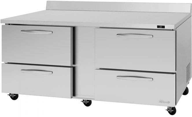 Turbo Air - PRO Series 72.6" Silver Worktop Refrigerator with 4 Drawers - PWR-72-D4-N (ETA 5-6 Weeks)