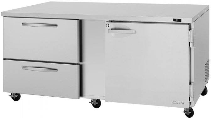 Turbo Air - PRO Series 72.6" Undercounter Refrigerator with 2 Drawers and 1 Right Hinged Door - PUR-72-D2R-N (ETA 5-6 Weeks)