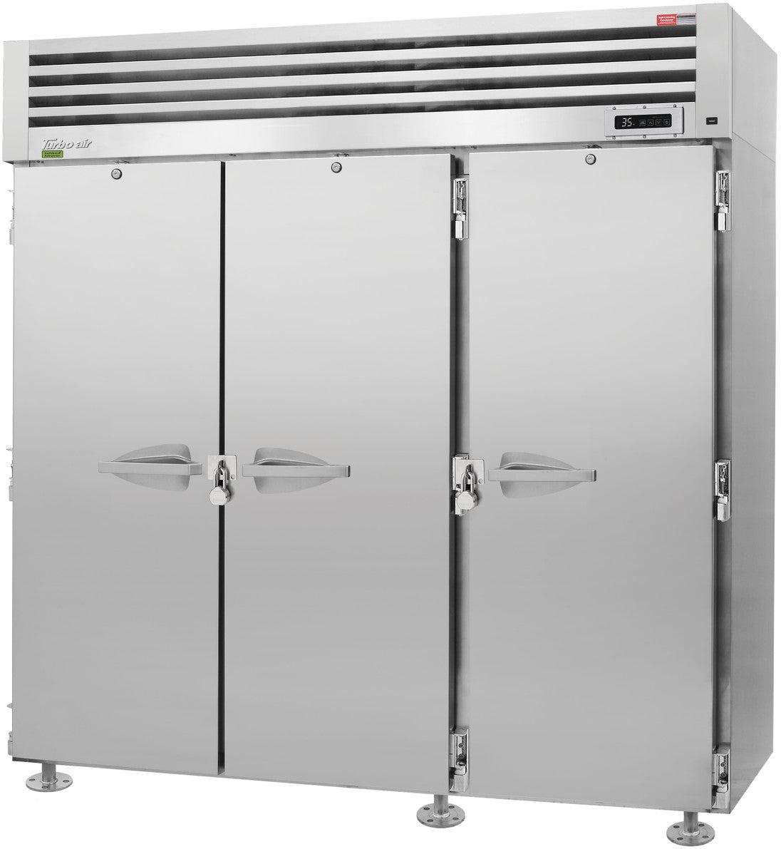 Turbo Air - PRO Series 77.75" Reach In Three Section Refrigerator for Correctional Facility with 9 Stainless Steel Wire Shelves - PRO-77R-N-CRT (ETA 5-6 Weeks)