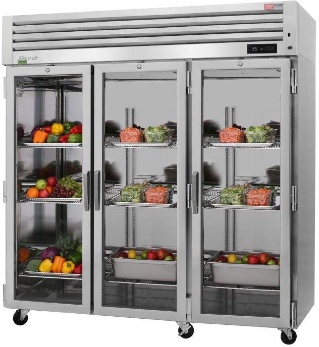 Turbo Air - PRO Series 77.75" Reach-in Three Glass Doors Refrigerator with 9 Stainless Steel Wire Shelves - PRO-77R-G-N (ETA 5-6 Weeks)