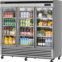Turbo Air - PRO Series 81.6" Three-Section Glass Door Refrigerator with 9 Adjustable PE Coated Wire Shelves - TSR-72GSD-N (ETA 5-6 Weeks)