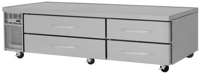 Turbo Air - PRO Series 96" Two-Section Silver Freezer Chef Base with 4 Stainless Steel Drawers - PRCBE-96R-N (ETA 5-6 Weeks)