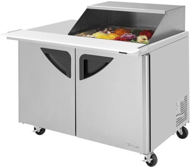 Turbo Air - Super Deluxe 15 Cu Ft 2 Door Mega Top Refrigerated Sandwich Prep Table with Slide-Back Lid - TST-48SD-12M-N-SL(-LW) (ETA 5-6 Weeks)
