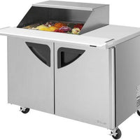 Turbo Air - Super Deluxe 15 Cu Ft 2 Door Mega Top Refrigerated Sandwich Prep Table with Slide-Back Lid - TST-48SD-12M-N-SL(-LW) (ETA 5-6 Weeks)