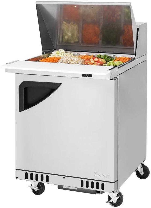 Turbo Air - Super Deluxe 27.5" One Solid Door Mega Top Front Breathing Airflow Refrigerated Sandwich Prep Table - TST-28SD-12-FB-N (ETA 5-6 Weeks)