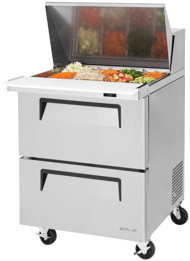 Turbo Air - Super Deluxe 28" Mega Top Refrigerated Sandwich Prep Table with 2 Drawers - TST-28SD-12-D2-N (ETA 5-6 Weeks)