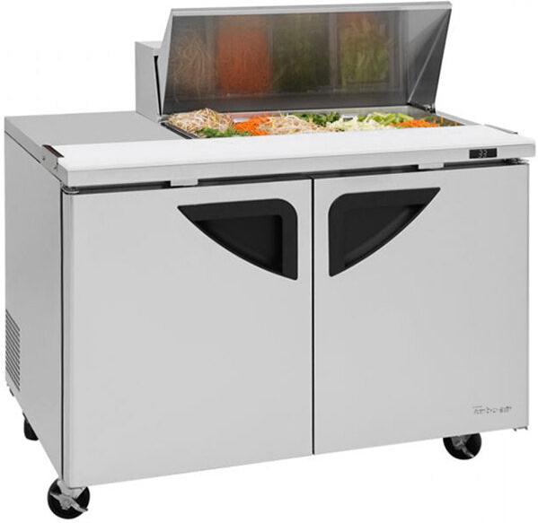 Turbo Air - Super Deluxe 48" 2 Door Refrigerated Sandwich Prep Table with Left Work Station - TST-48SD-08S-N(-LW) (ETA 5-6 Weeks)