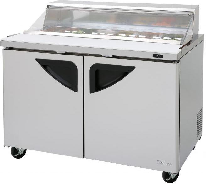 Turbo Air - Super Deluxe 48.25" 2 Door Clear Lid Refrigerated Sandwich Prep Table with Stainless Steel Top with 12-Pan Opening - TST-48SD-N-CL (ETA 5-6 Weeks)