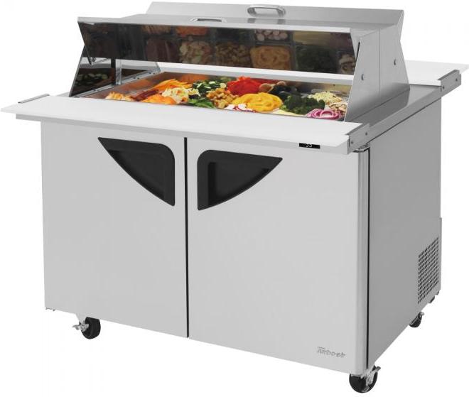 Turbo Air - Super Deluxe 48.25" 2 Door Mega Top Dual Sided Refrigerated Sandwich Prep Table with Stainless Steel Top with 18-Pan Opening - TST-48SD-18-N-DS (ETA 5-6 Weeks)