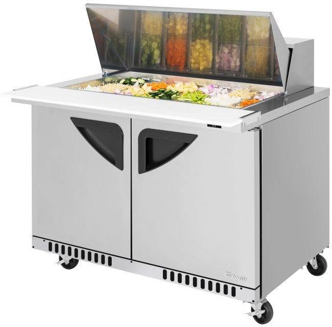 Turbo Air - Super Deluxe 48.25" 2 Door Mega Top Front Breathing Airflow Refrigerated Sandwich Prep Table with Stainless Steel Top with 18-Pan Opening - TST-48SD-18-FB-N (ETA 5-6 Weeks)