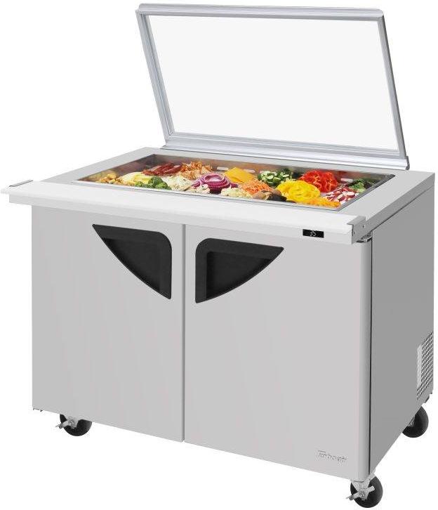 Turbo Air - Super Deluxe 48.25" 2 Door Mega Top Refrigerated Sandwich Prep Table with Glass Lid - TST-48SD-18-E-N-GL (ETA 5-6 Weeks)