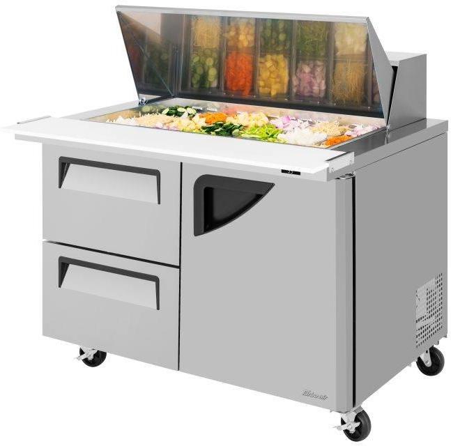 Turbo Air - Super Deluxe 48.25" 2 Door Mega Top Refrigerated Sandwich Prep Table with Stainless Steel Top with 18-Pan Opening - TST-48SD-18-D2R-N (ETA 5-6 Weeks)