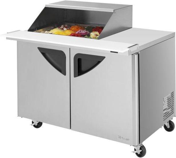 Turbo Air - Super Deluxe 48.25" 2 Door Refrigerated Sandwich Prep Table with Slide-Back Lid - TST-48SD-12M-N(-LW) (ETA 5-6 Weeks)