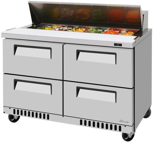 Turbo Air - Super Deluxe 48.25" Refrigerated Sandwich Prep Table with Front Breathing Airflow - TST-48SD-D4-FB-N (ETA 5-6 Weeks)