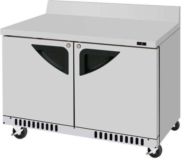 Turbo Air - Super Deluxe 48.25" Silver Two-Section Worktop Freezer-Drawer With Front Breathing Airflow and 2 Solid Hinged Swing Doors - TWF-48SD-FB-N (ETA 5-6 Weeks)