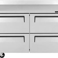Turbo Air - Super Deluxe 48.25" Silver Two-Section Worktop Refrigerator-Drawer With 4 Drawers with Recessed Handles - TWR-48SD-D4-N (ETA 5-6 Weeks)