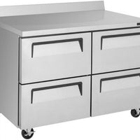 Turbo Air - Super Deluxe 48.25" Silver Two-Section Worktop Refrigerator-Drawer With 4 Drawers with Recessed Handles - TWR-48SD-D4-N (ETA 5-6 Weeks)