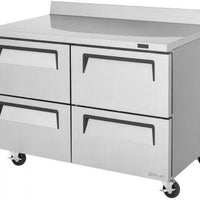 Turbo Air - Super Deluxe 48.25" Silver Two-Section Worktop Refrigerator-Drawer With 4 Drawers with Recessed Handles - TWR-48SD-D4-N (ETA 5-6 Weeks)