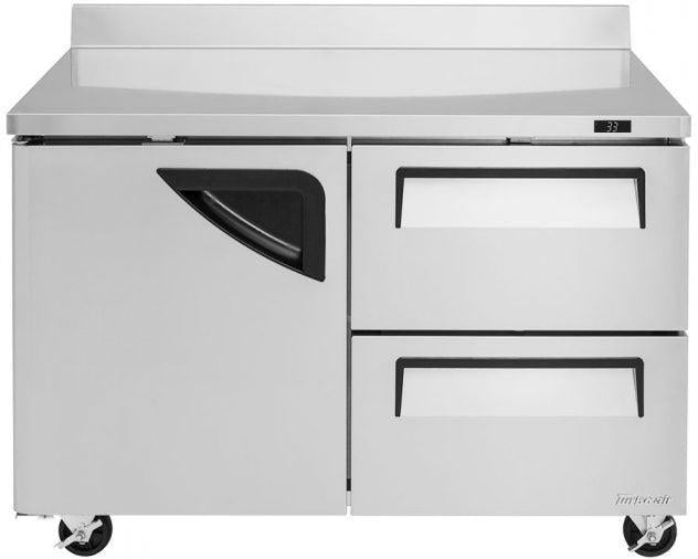 Turbo Air - Super Deluxe 48.25" Silver Two-Section Worktop Refrigerator-Drawer With One Door, 2 Drawers and 1 Shelf - TWR-48SD-D2-N (ETA 5-6 Weeks)