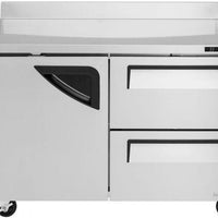 Turbo Air - Super Deluxe 48.25" Silver Two-Section Worktop Refrigerator-Drawer With One Door, 2 Drawers and 1 Shelf - TWR-48SD-D2-N (ETA 5-6 Weeks)