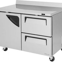 Turbo Air - Super Deluxe 48.25" Silver Two-Section Worktop Refrigerator-Drawer With One Door, 2 Drawers and 1 Shelf - TWR-48SD-D2-N (ETA 5-6 Weeks)