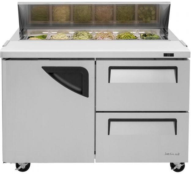 Turbo Air - Super Deluxe 48.25" Two Solid Door Mega Top Refrigerated Sandwich Prep Table with Self-Cleaning Condenser - TST-48SD-D2-N (ETA 5-6 Weeks)