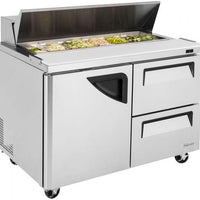 Turbo Air - Super Deluxe 48.25" Two Solid Door Mega Top Refrigerated Sandwich Prep Table with Self-Cleaning Condenser - TST-48SD-D2-N (ETA 5-6 Weeks)