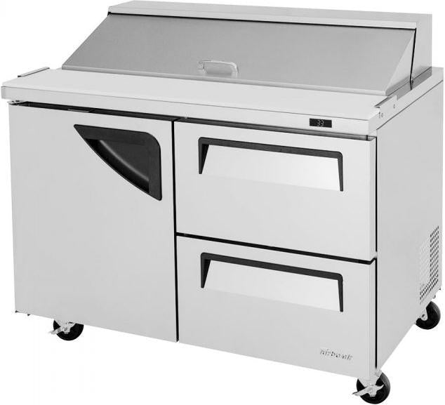 Turbo Air - Super Deluxe 48.25" Two Solid Door Mega Top Refrigerated Sandwich Prep Table with Self-Cleaning Condenser - TST-48SD-D2-N (ETA 5-6 Weeks)