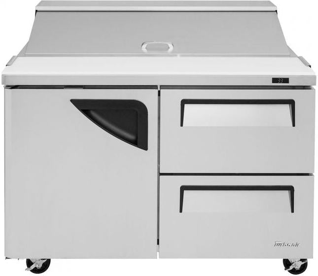 Turbo Air - Super Deluxe 48.25" Two Solid Door Mega Top Refrigerated Sandwich Prep Table with Self-Cleaning Condenser - TST-48SD-D2-N (ETA 5-6 Weeks)