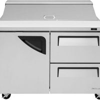 Turbo Air - Super Deluxe 48.25" Two Solid Door Mega Top Refrigerated Sandwich Prep Table with Self-Cleaning Condenser - TST-48SD-D2-N (ETA 5-6 Weeks)