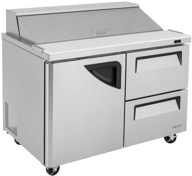 Turbo Air - Super Deluxe 48.25" Two Solid Door Mega Top Refrigerated Sandwich Prep Table with Self-Cleaning Condenser - TST-48SD-D2-N (ETA 5-6 Weeks)