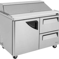 Turbo Air - Super Deluxe 48.25" Two Solid Door Mega Top Refrigerated Sandwich Prep Table with Self-Cleaning Condenser - TST-48SD-D2-N (ETA 5-6 Weeks)