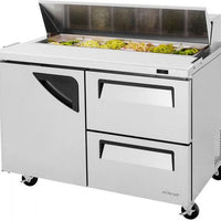 Turbo Air - Super Deluxe 48.25" Two Solid Door Mega Top Refrigerated Sandwich Prep Table with Self-Cleaning Condenser - TST-48SD-D2-N (ETA 5-6 Weeks)