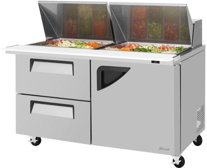 Turbo Air - Super Deluxe 60.25" 1 Right Hinged Door Mega Top Refrigerated Sandwich Prep Table - TST-60SD-24-D2R-N (ETA 5-6 Weeks)