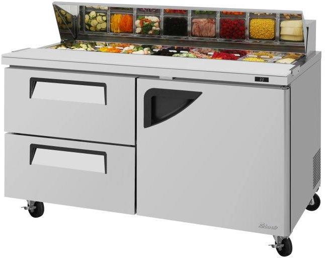 Turbo Air - Super Deluxe 60.25" 1 Right Hinged Door Refrigerated Sandwich Prep Table and 2 Drawers on Left - TST-60SD-D2R-N (ETA 5-6 Weeks)
